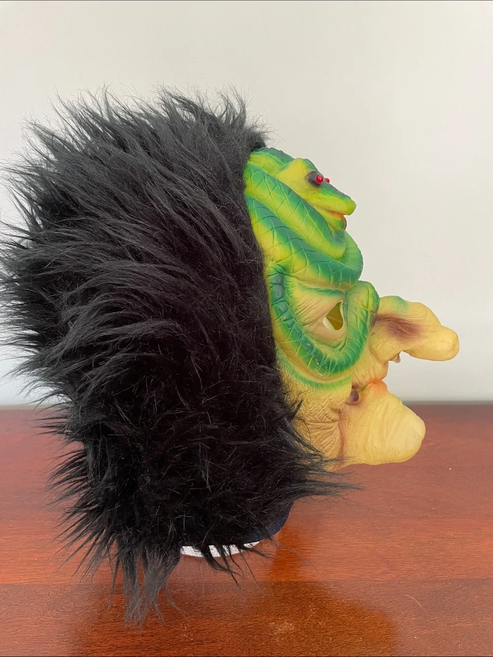 Green Snake Witch Halloween Mask with Black Hair